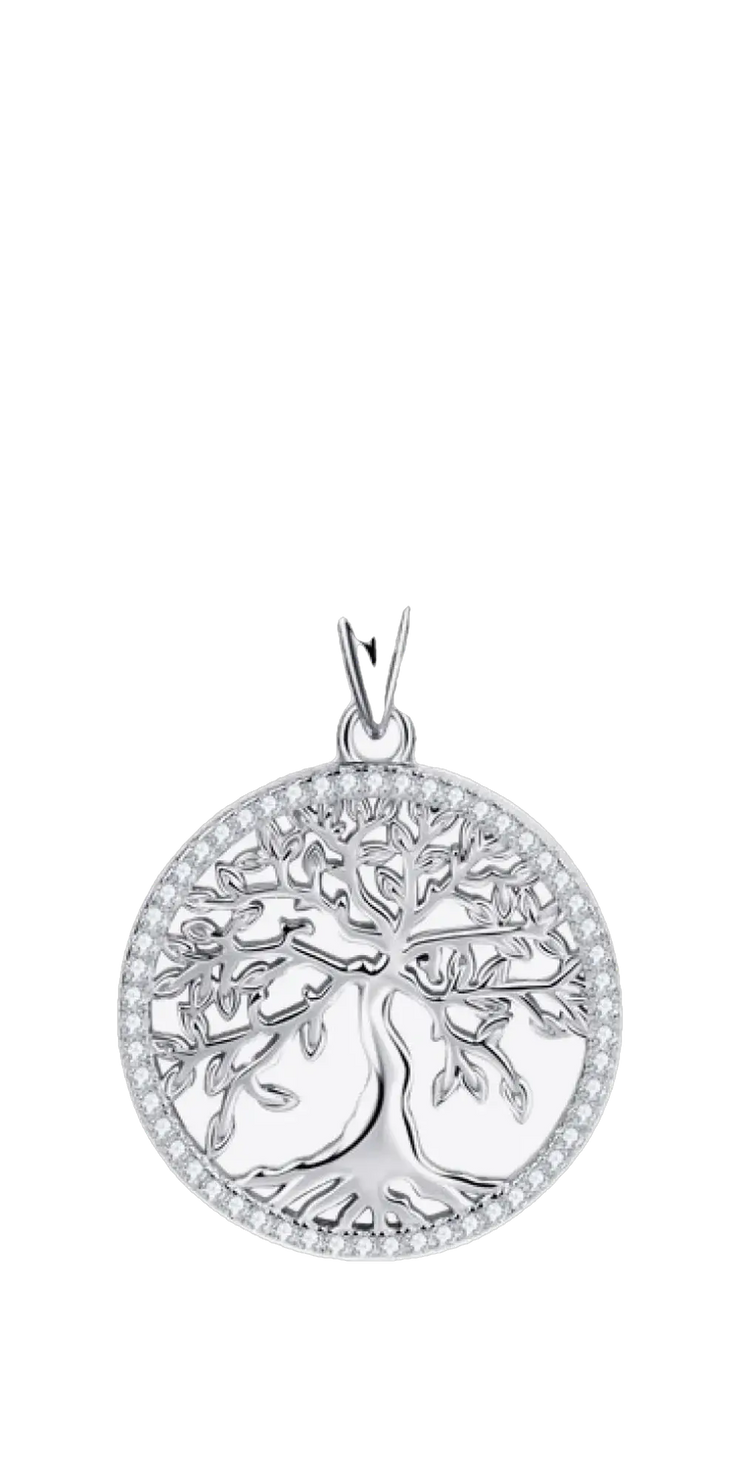 925 Sterling Silver Moissanite Tree Pendant Necklace - One
