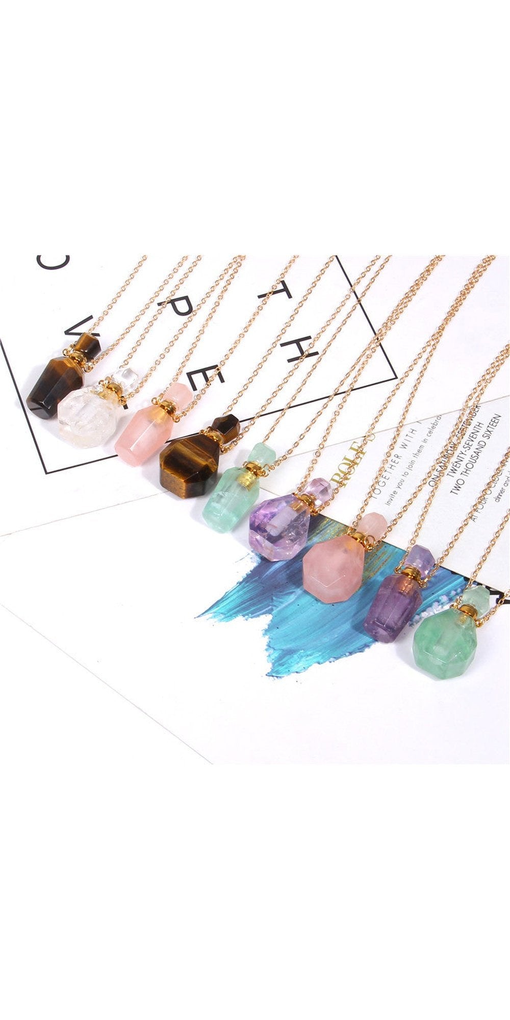 Perfume bottle crystal pendant necklace