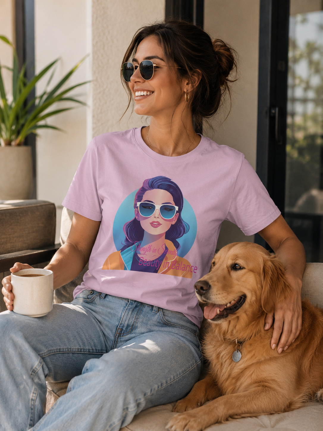 Strength in Serenity Graphic Cotton Blend T-Shirt