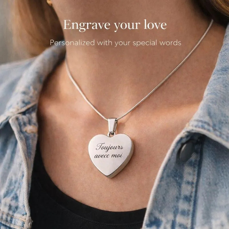 Toujours avec moi – Collier cœur photo personnalisé