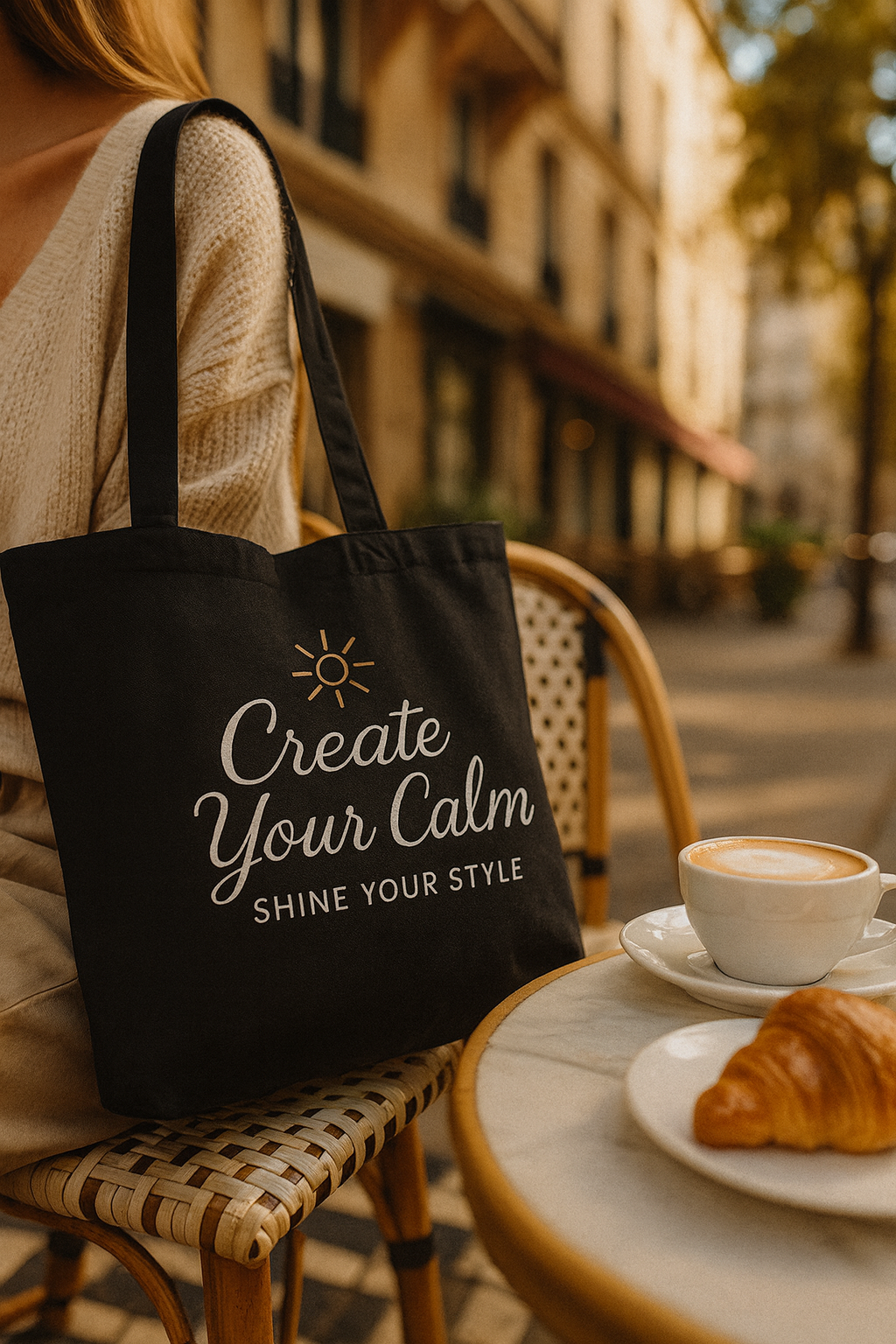 Sac cabas noir haut de gamme – « Créez votre sérénité, affirmez votre style » – K-AROLE