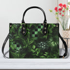 KAROLE®️ Elegant Botanical Print Leather Handbag - L / Black