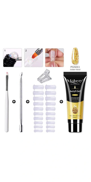 Comprehensive acrylic gel nail art kit with essential tools, gel polish, and accessories for professional-looking manicures at home.