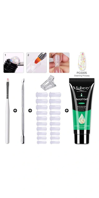 Comprehensive nail care essentials: Acrylic gel kit, nail tips, crystal UV gel, brush, and more for a professional manicure experience. Elevate your nails with this complete K-AROLE nail art tool set.