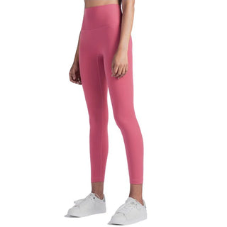 Vibrant pink high-waisted fitness leggings by K-AROLE™️ showcasing a figure-flattering silhouette and athletic design for active lifestyles.
