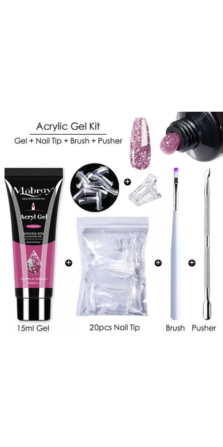Acrylic Gel Nail Kit with Nail Tips, Brush, and Pusher - Essentials for a Manicure
 at K-AROLE