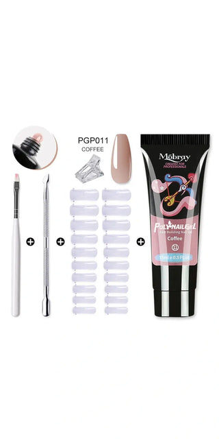 Poly Extention Gel Set with Acrylic Gel Kit, Nail Tips, and Nail Art Tools for Fashionable Nail Designs