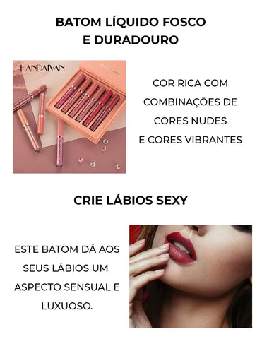 Kit 6 Batons Beauty Lip Handaiyan - 16h De Duração