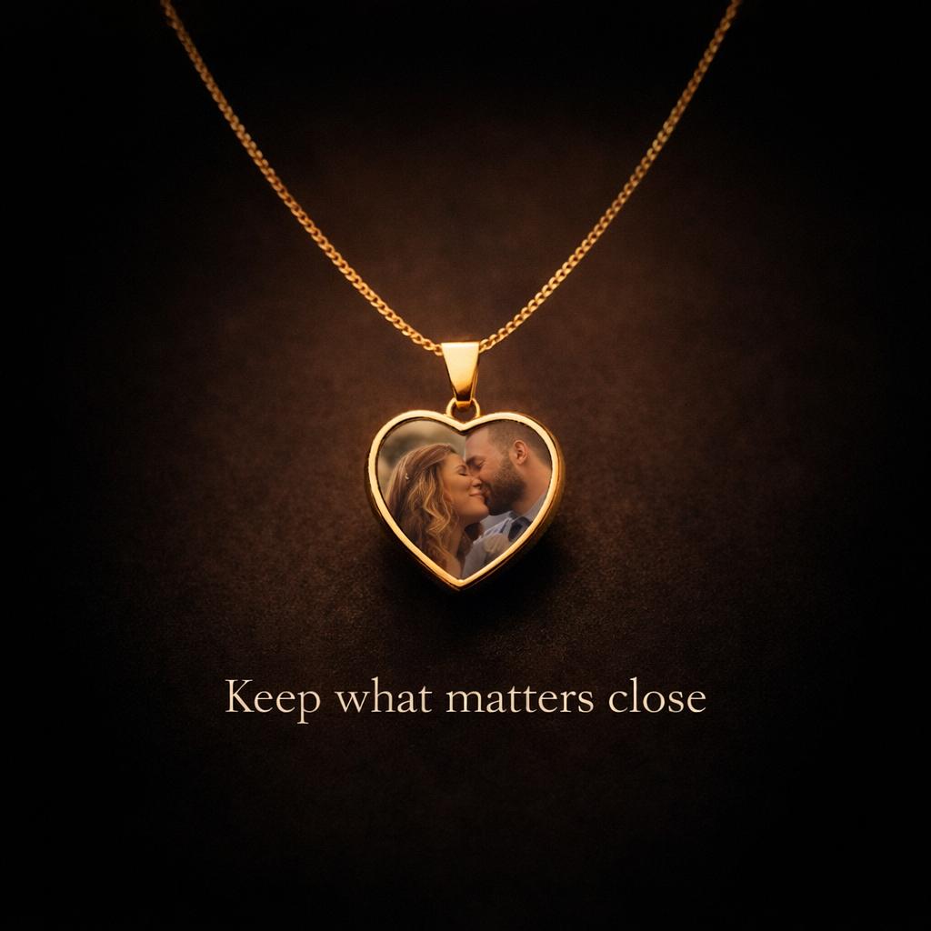 Toujours avec moi – Collier cœur photo personnalisé