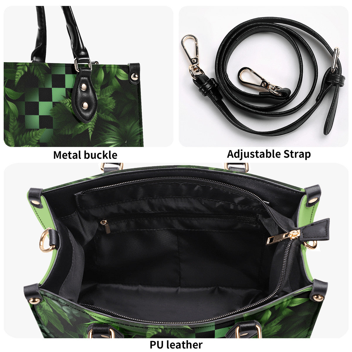 KAROLE®️ Elegant Botanical Print Leather Handbag
