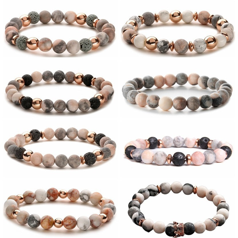 Bracelet en Pierres Naturelles Rose Doré — Douceur Minérale