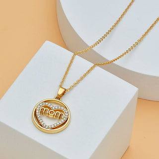 Elegant Heart-Shaped Diamond Letter Necklace for Fashionable Mothers