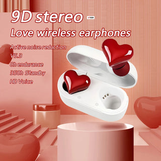 Heart-shaped wireless earbuds with active noise reduction, long endurance, and HD voice