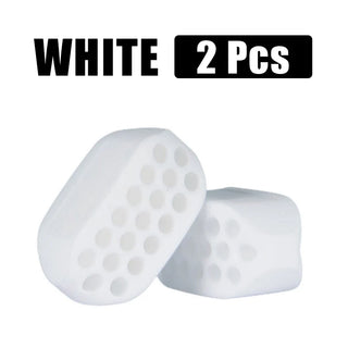 Silicone facial massage balls, white in color, set of 2 for jawline toning and double chin reduction.
