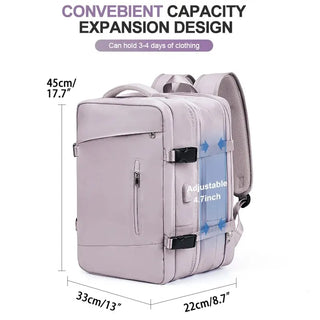 Expandable waterproof 40L travel backpack with USB by K-AROLE. The backpack features a convenient capacity expansion design and can hold 3-4 days of clothing.