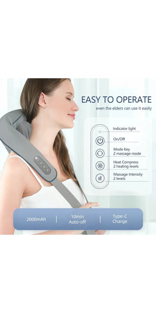 Comfortable neck massager with easy-to-use controls and adjustable settings for personalized relief.
