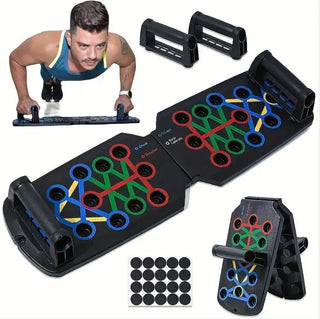 Push-up board with colored handles, foldable fitness equipment for chest, abdomen, arms, and back training