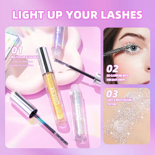 Shimmering diamond glitter mascara from K-AROLE for long-lasting, curled lashes and eye-catching makeup look.