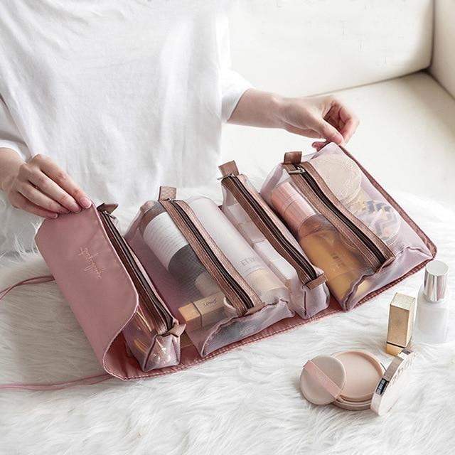 KAROLE®️ Trendy Transparent Makeup Organizer Travel Bag Set