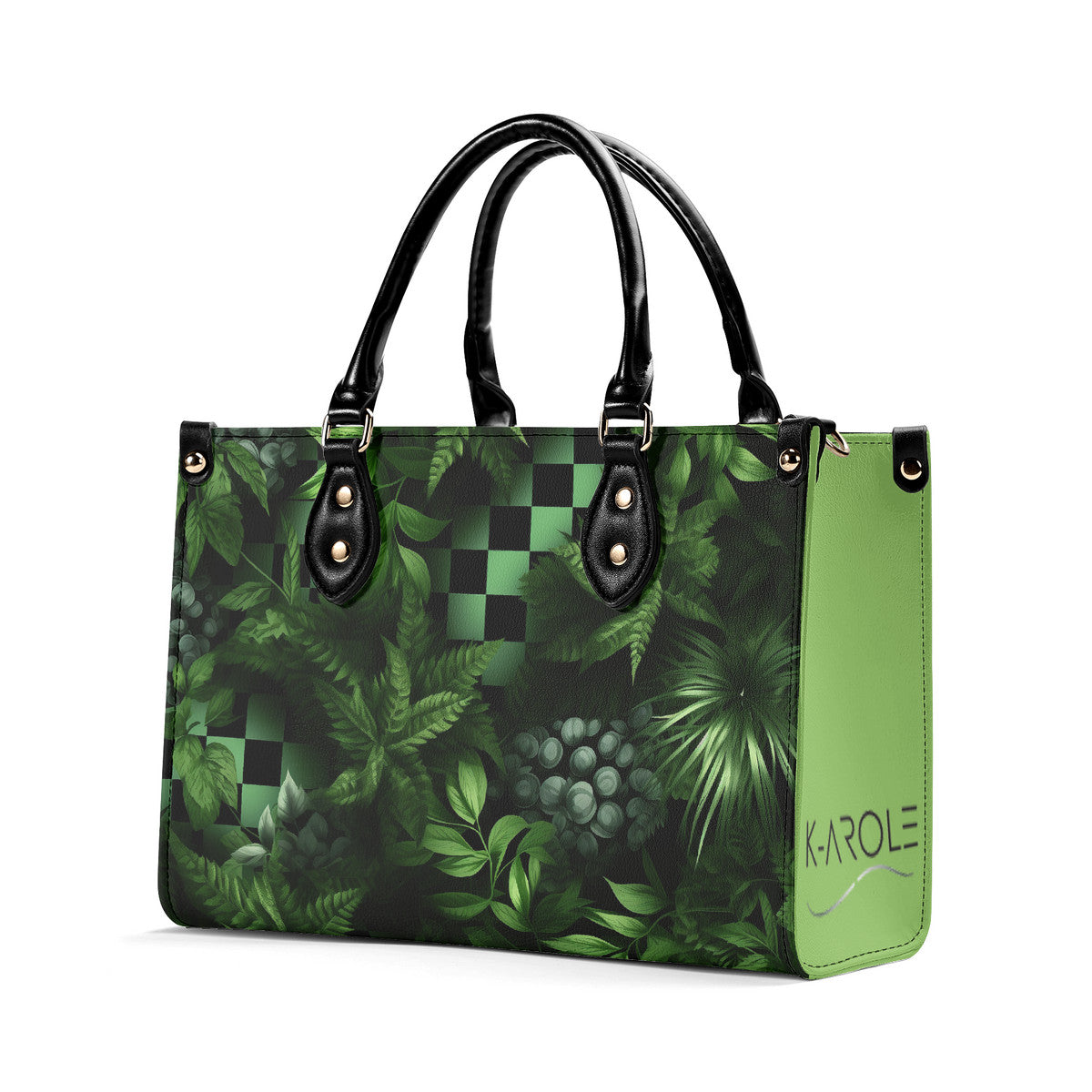 KAROLE®️ Elegant Botanical Print Leather Handbag