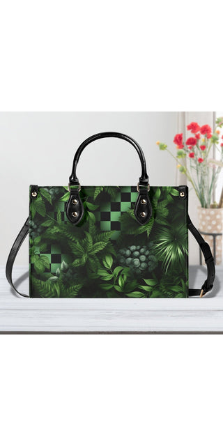 Artistic Elegance: Stylish PU leather handbag with unique tropical leaf design, perfect for chic, fashionable women.
