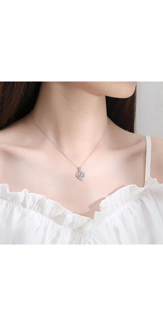 Elegant Heart-Shaped Pendant Necklace - Sparkling Rhinestone Jewelry Gift for Women