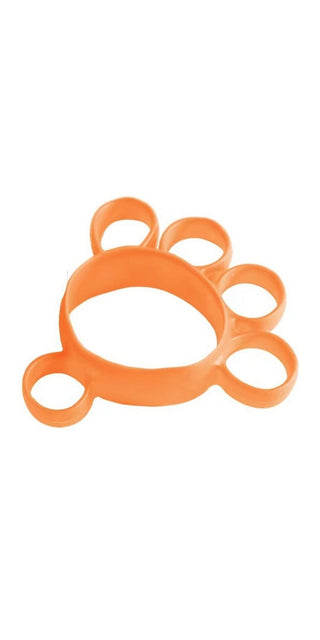 Four-finger orange massage ball with textured grip for training and relaxation.