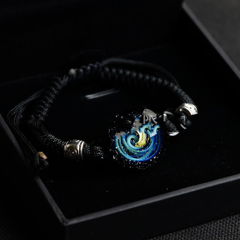 Cosmic starry sky glass ball bracelet gold wire