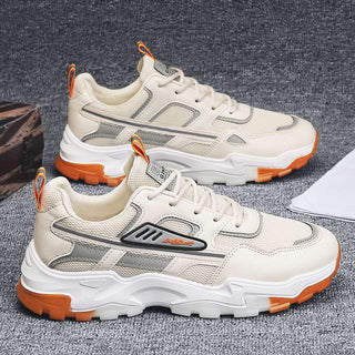Stylish Men's White Sneakers with Orange Accents
Lightweight, Breathable Mesh Sports Shoes for Outdoor Activities