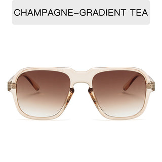 Champagne-gradient tea women's sunglasses with large, rounded frames and a neutral color palette.