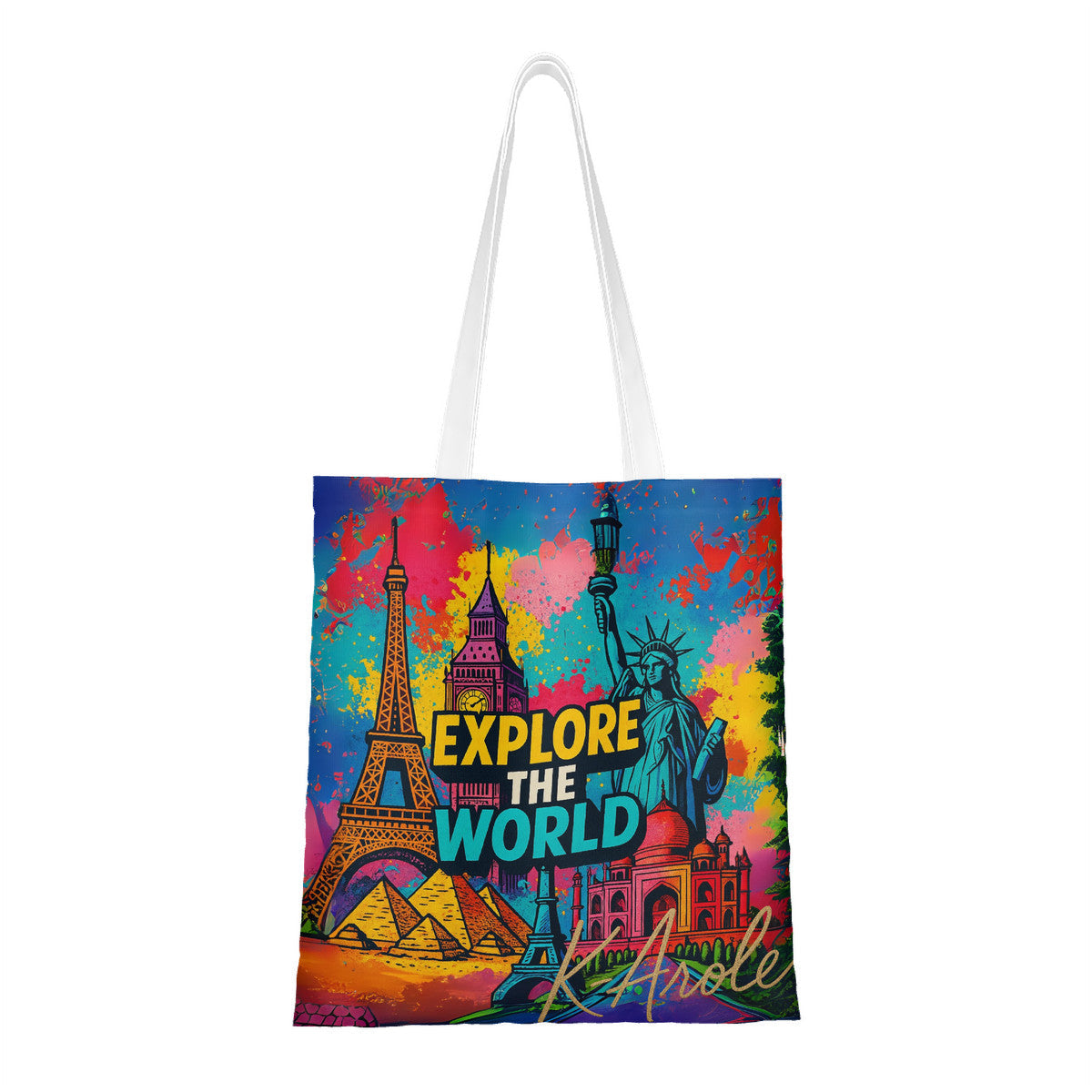 Canvas Tote Bag – Explore the World Double-Sided Art