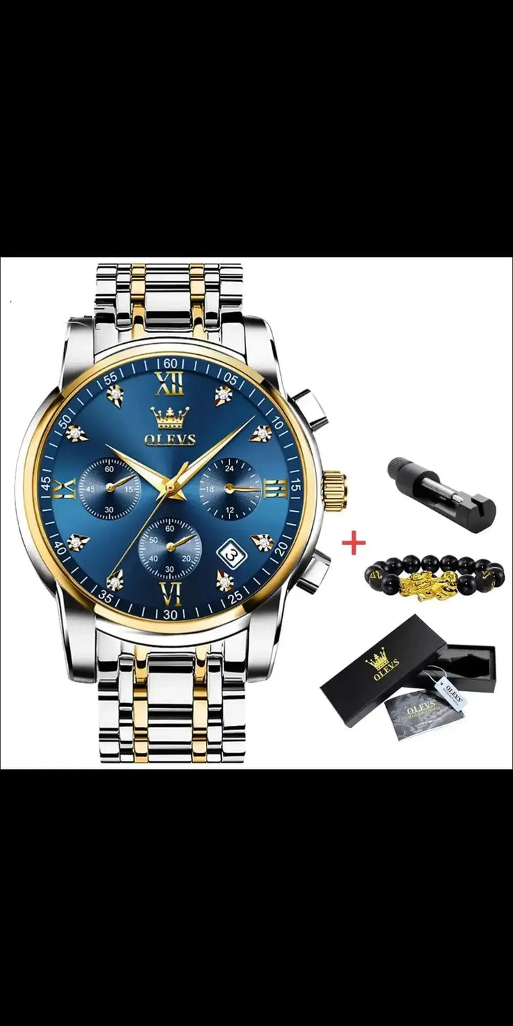 Automatic mechanical watch - gold blue face / China