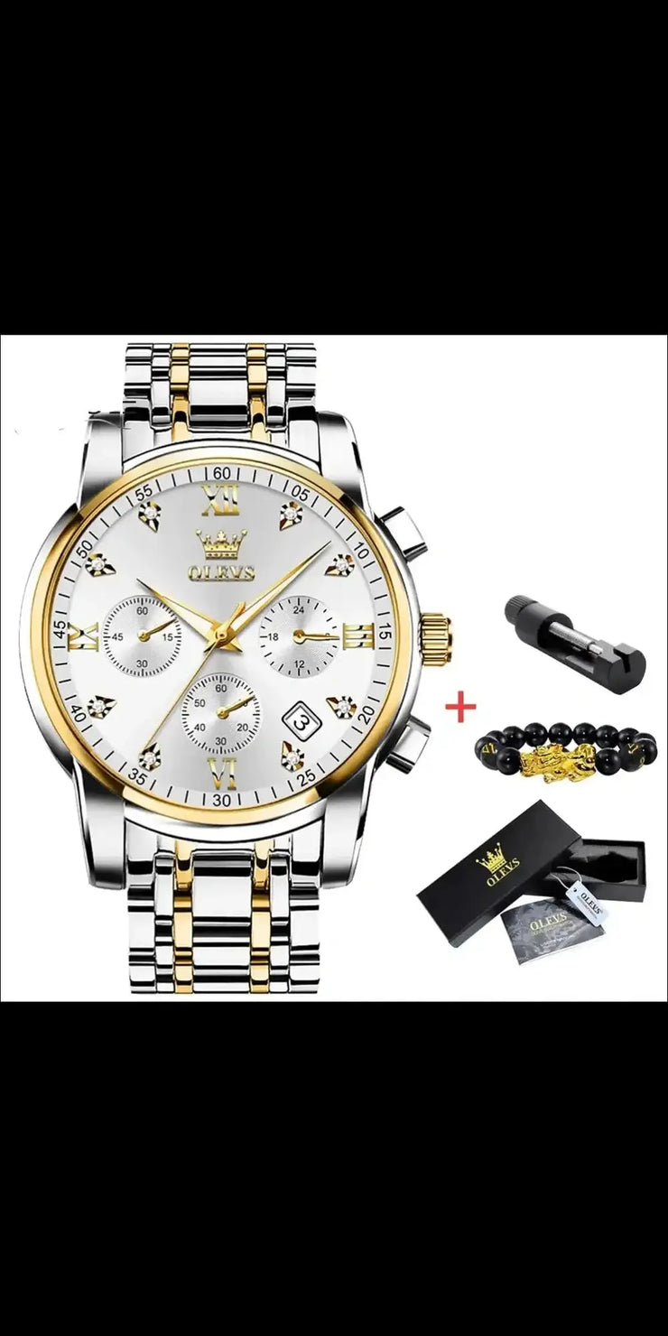 Automatic mechanical watch - gold silver face / China