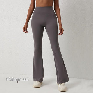 High-waist yoga pants in titanium ash color featuring a sleek, figure-flattering design for comfortable and stylish activewear.