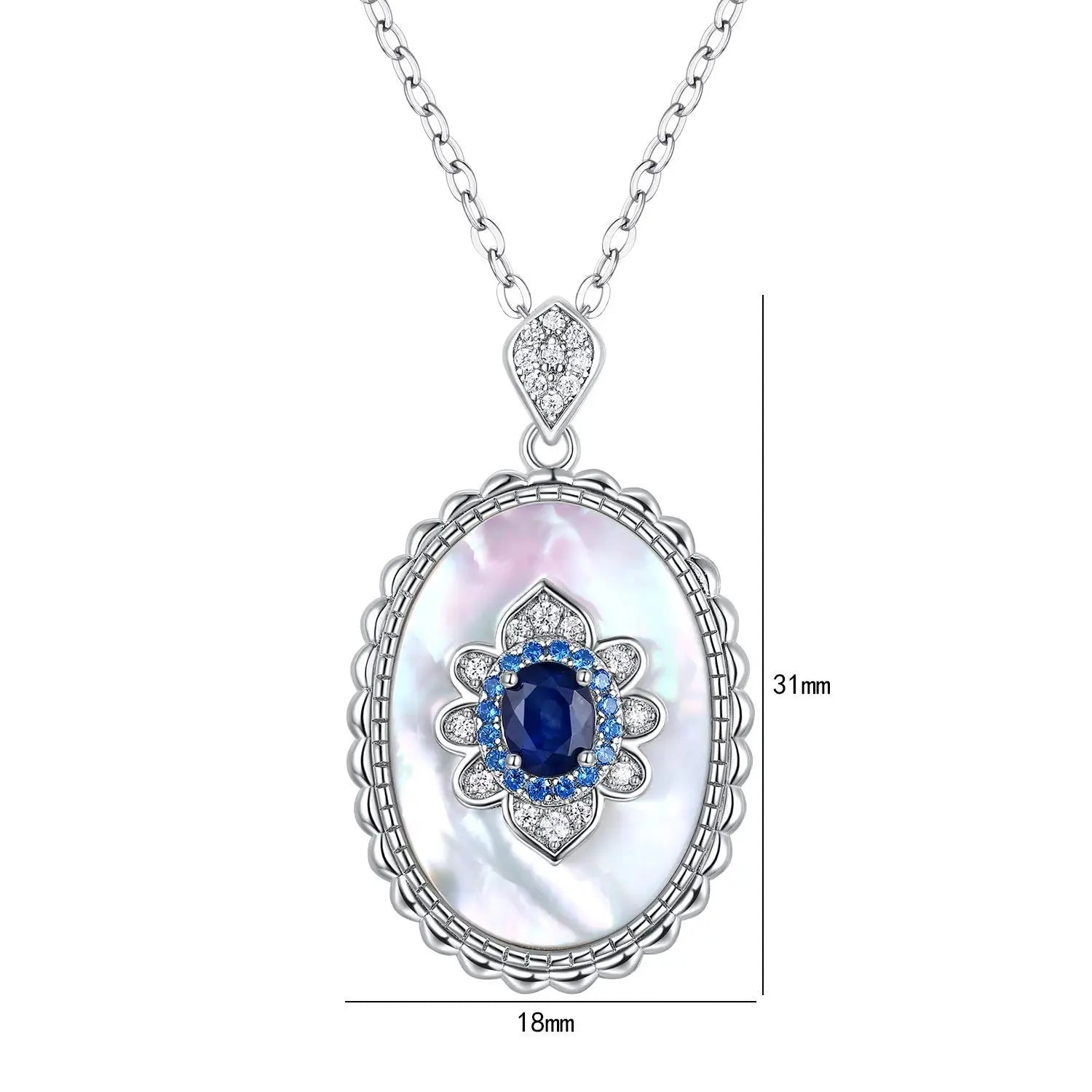 Sapphire Diamond Pendant 925 Sterling Silver Party Wedding