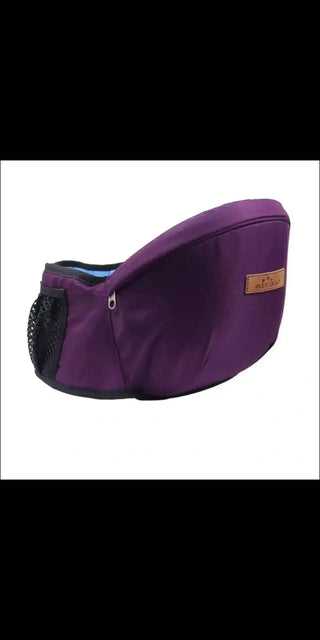 Stylish purple baby carrier sling with padded waist support for comfortable hands-free babywearing.