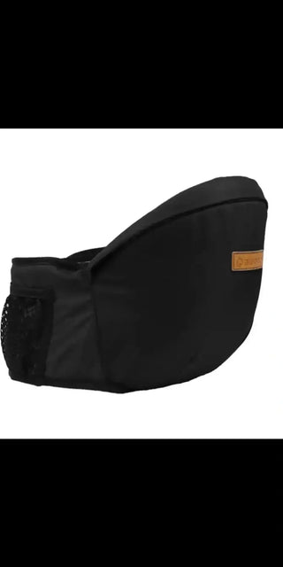 Multifunctional baby waist stool carrier in black, featuring a comfortable design for hands-free transportation of infants.