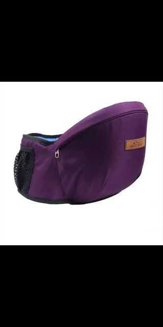 Stylish purple baby carrier with mesh pockets for convenience and comfort while keeping baby close.