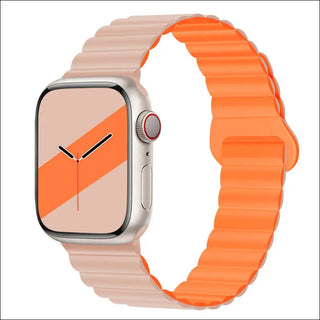 Band Silicone Magnetic Watch Strap - Pink Sand With Orange