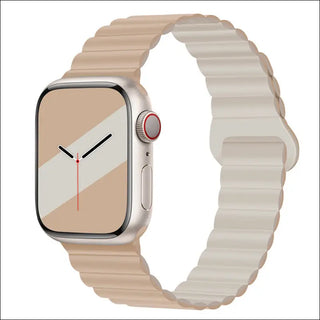 Band Silicone Magnetic Watch Strap - Milk Tea With Rock