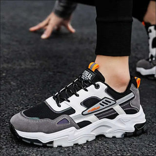 Black White Lace-up Sneakers Men Outdoor Breathable Csual