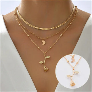 Bohemia Multilayer Moon Gold Color Pendant Necklaces