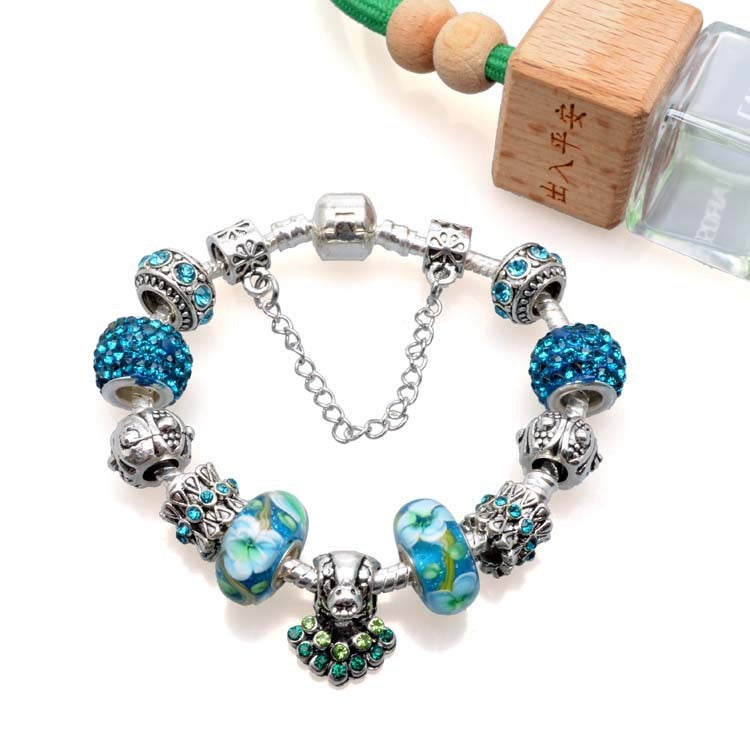 Bracelet à charms bleu argenté