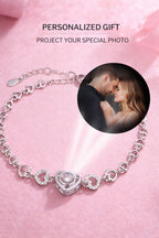 Personalized heart projection bracelet set with hidden photo – gold silver rose gold luxury jewelry K-AROLE