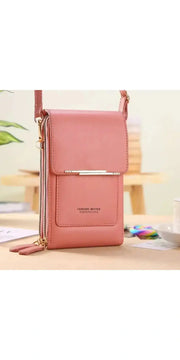 Buylor Soft Leather Crossbody Shoulder Bag - Pink /