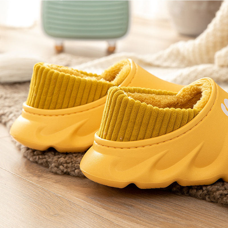 Home Slippers EVA Waterproof Warm Plush Indoor Shoes Couple