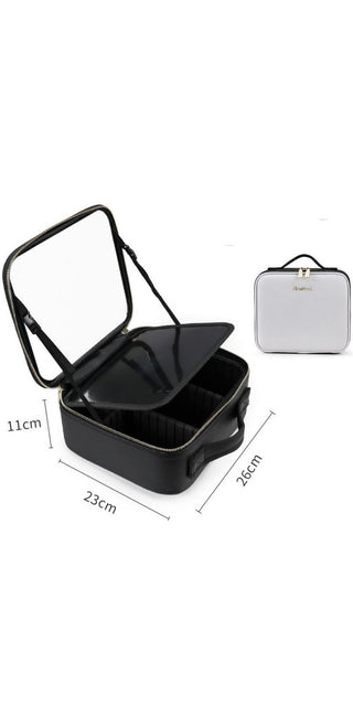 Smart LED Cosmetic Case with Mirrored Lid and Spacious Interior