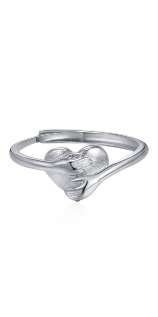 Elegant heart-shaped silver ring with intricate design, perfect Valentine's Day accessory from K-AROLE's collection of trendy women's fashion jewelry.