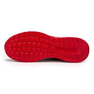 Trendy red air cushion sneakers with a mesh surface and a large, comfortable size for men, perfect for an active lifestyle.