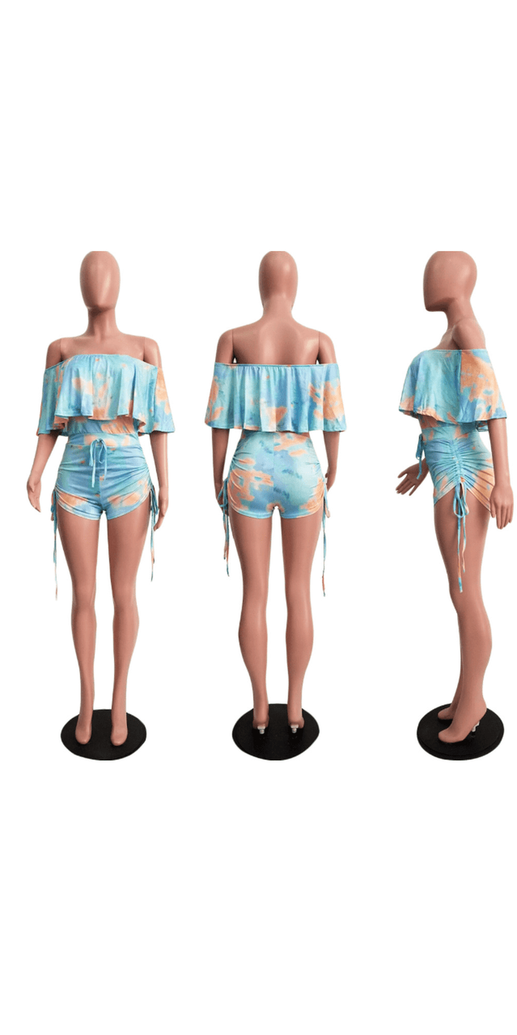 Camouflage printed ruffled shorts - clothes